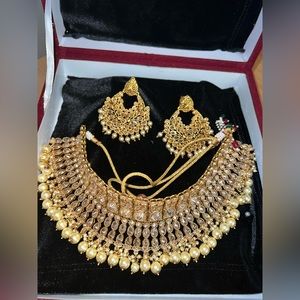 Gold Pearl Indian Bridal Set